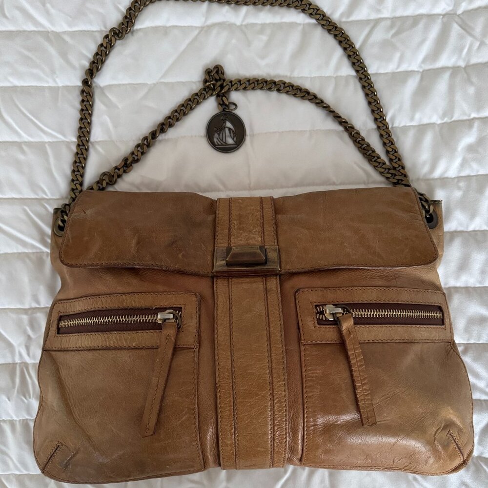 Vintage Tan Leather Lanvin Shoulder Bag